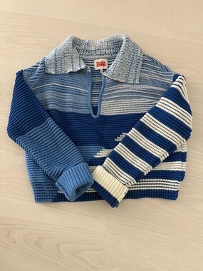 SOLID & STRIPED Cotton sweater. Blue and white.  Size medium.